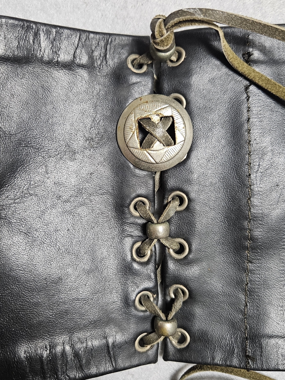 Vintage Black Leather Fringe Boot Wraps w/ Silver Conchos - Picture 11 of 12